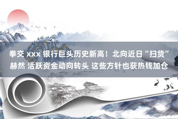 拳交 xxx 银行巨头历史新高！北向近日“扫货”赫然 活跃资金动向转头 这些方针也获热钱加仓