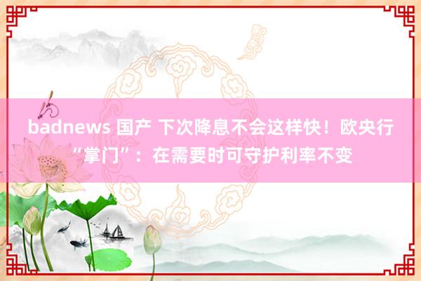 badnews 国产 下次降息不会这样快！欧央行“掌门”：在需要时可守护利率不变