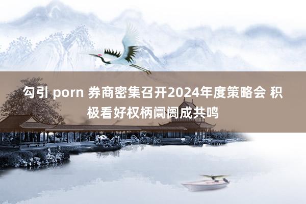 勾引 porn 券商密集召开2024年度策略会 积极看好权柄阛阓成共鸣