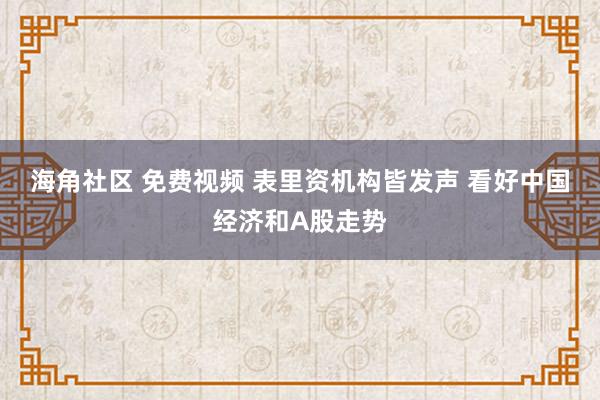 海角社区 免费视频 表里资机构皆发声 看好中国经济和A股走势