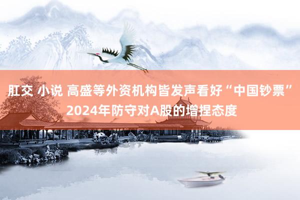 肛交 小说 高盛等外资机构皆发声看好“中国钞票” 2024年防守对A股的增捏态度