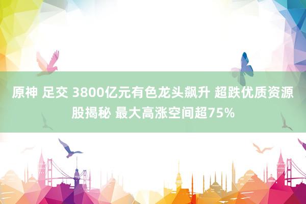 原神 足交 3800亿元有色龙头飙升 超跌优质资源股揭秘 最大高涨空间超75%