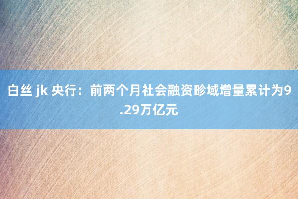 白丝 jk 央行：前两个月社会融资畛域增量累计为9.29万亿元
