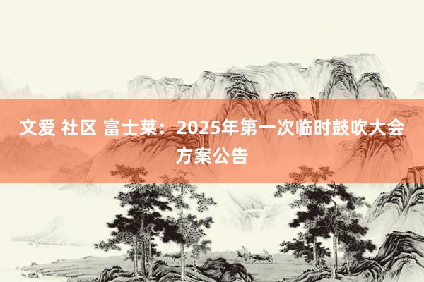 文爱 社区 富士莱：2025年第一次临时鼓吹大会方案公告