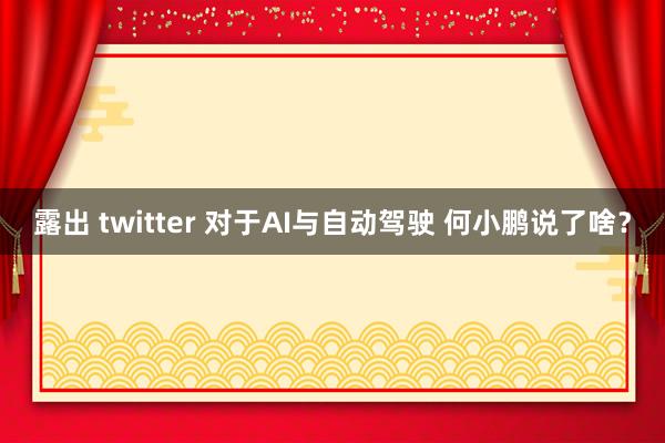 露出 twitter 对于AI与自动驾驶 何小鹏说了啥？