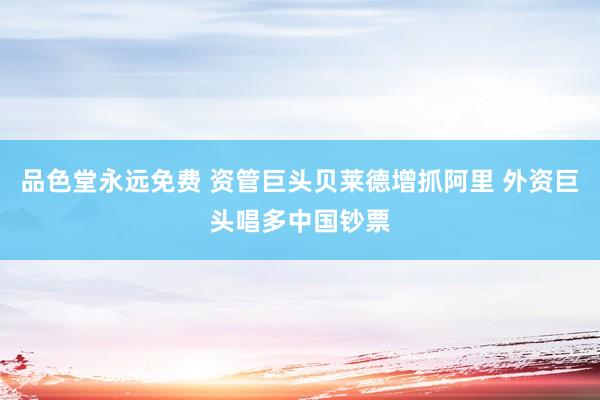 品色堂永远免费 资管巨头贝莱德增抓阿里 外资巨头唱多中国钞票